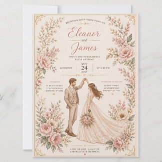 Modèle d'invitation de mariage floral élégant