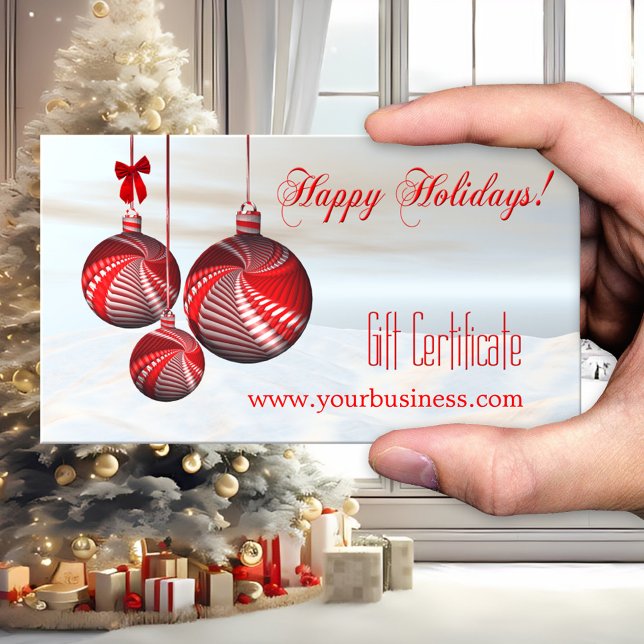 Modèle du certificat cadeau Festive Holidays (Festive and original 3D art business gift certificate template for the Holidays and Christmas season)