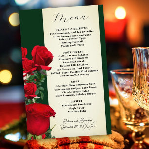 Modèle du menu Roses rouges vintage