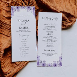 Modèle du programme de cérémonie de Mariage violet