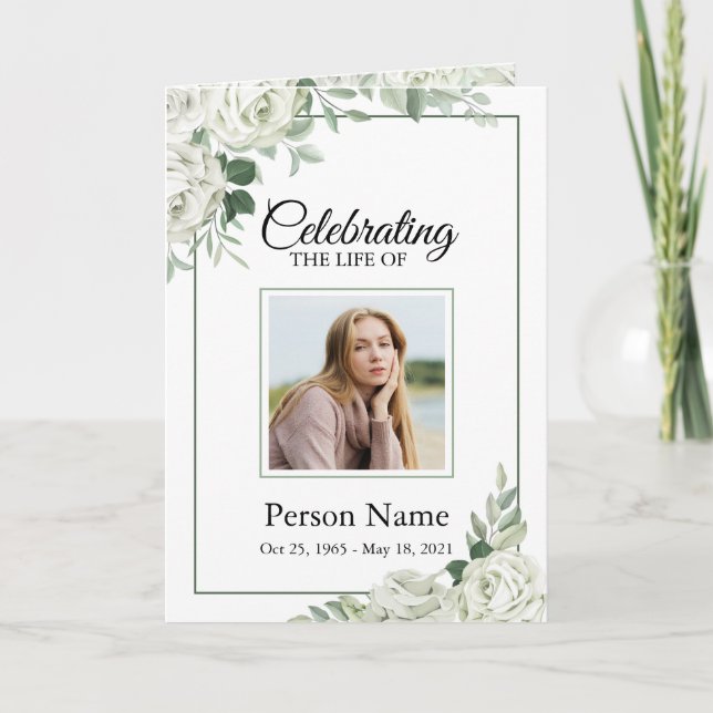 Modèle du programme funéraire floral Rose blanche (Devant)