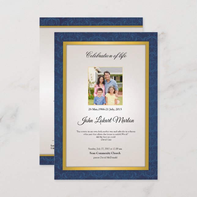 Modèle du programme funéraire Memorial (Devant / Derrière)