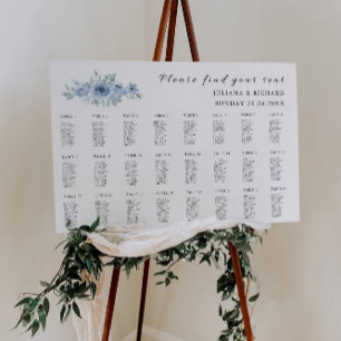 Modèle du tableau de sièges Mariage bleu