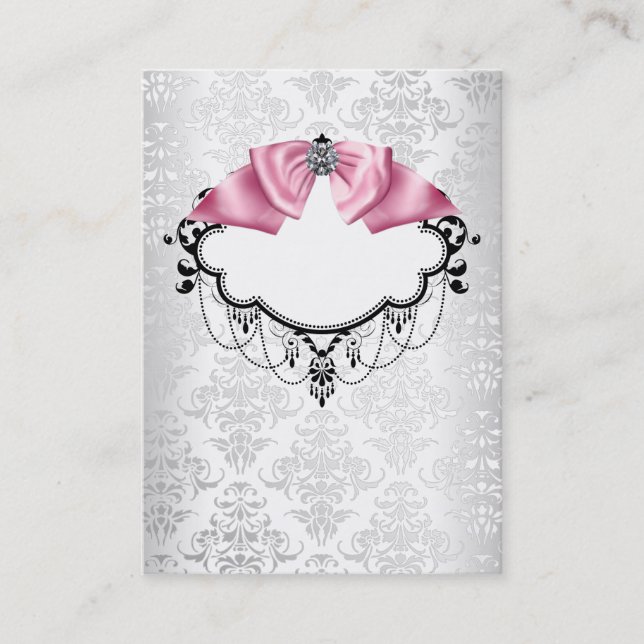 Modèle élégant de carte de visite Damask blanc (Devant)