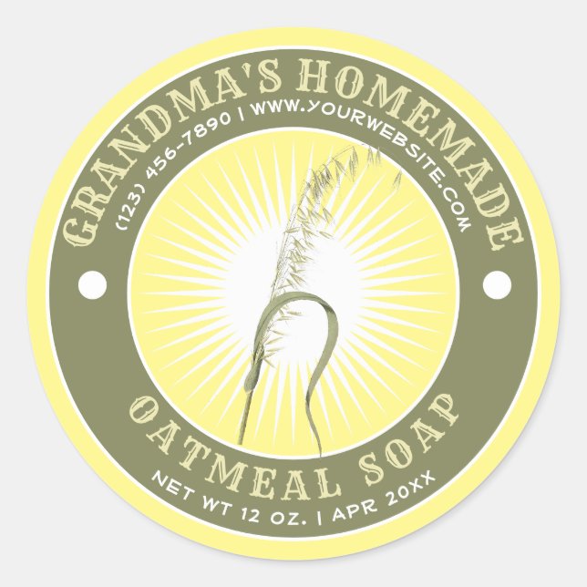 Modèle Étiquette à savon d'avoine fait maison (Devant)