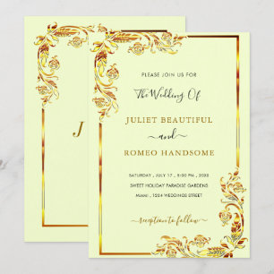 Modèle Faire-part de mariage de cadre Floral Or