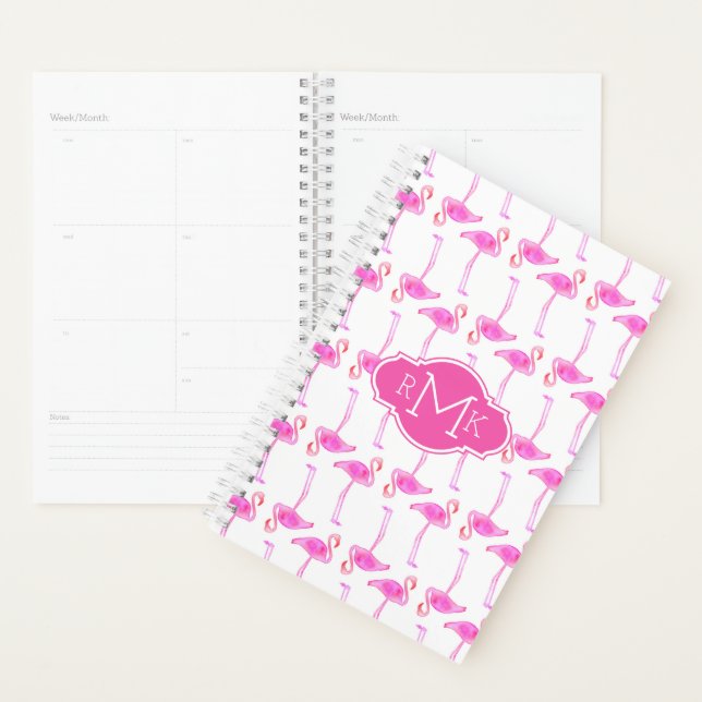 Modèle flamant rose | Monogramme (Devant avec enveloppe)