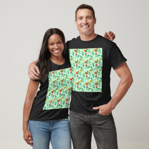 Modèle floral avec fleurs roses colorées T-shirt