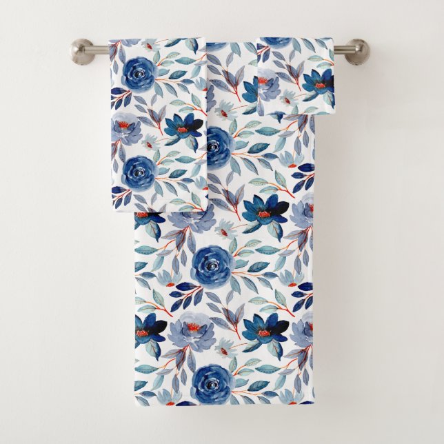 Modèle floral bleu Dusty de la marine vintage (En situation)