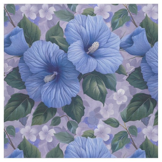 Modèle floral bleu sur tissu lavande (Fermer)