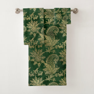 Modèle floral Celtic Green Gold Paisley
