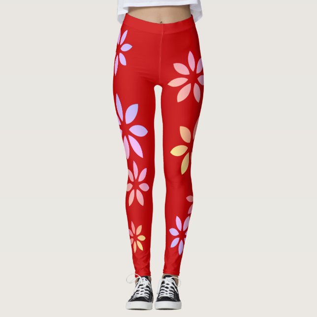 Modèle floral coloré artistique Exercice Leggings (Devant)