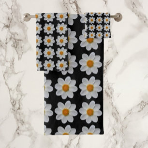 Modèle floral dahlia blanc sur noir