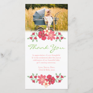 Modèle floral de carte photo de bébé de Merci