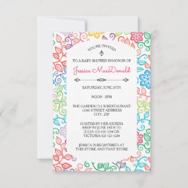 Modèle floral - Invitation Baby shower 3x5