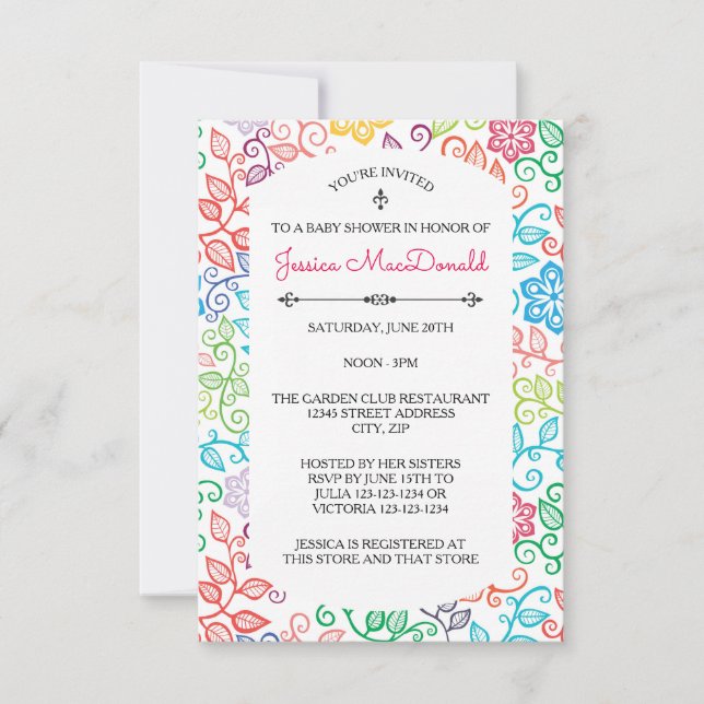 Modèle floral - Invitation Baby shower 3x5 (Devant)