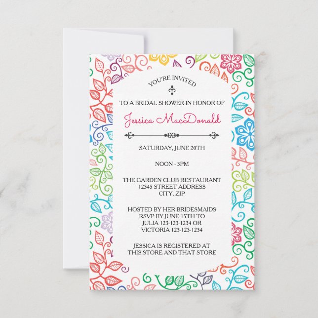 Modèle floral - Invitation de douche nuptiale 3x5 (Devant)