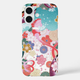 Modèle floral japonais iPhone 16 Coque
