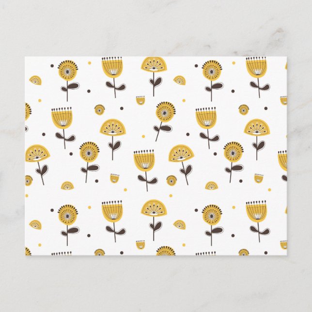 Modèle Floral Jaune Moderne Du Milieu Du Siècle (Devant)