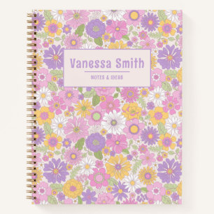 Modèle floral rétrospectif Carnet spiral personnal