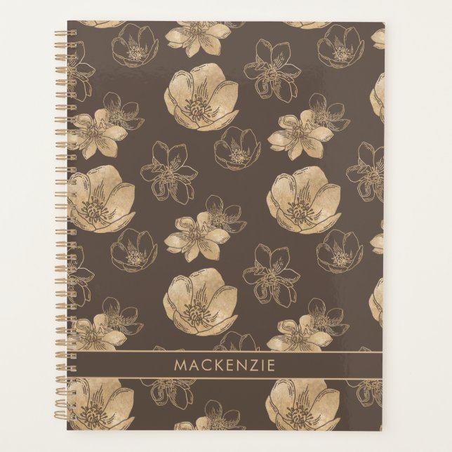 Modèle floral romantique Boho Gold Foil (Devant)