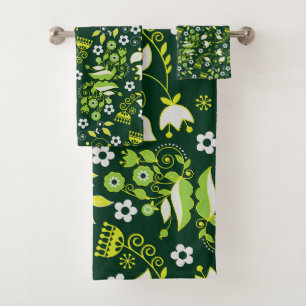 Modèle floral scandinave moderne vert foncé