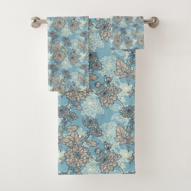 Modèle floral sur Arrière - plan bleu (En situation)