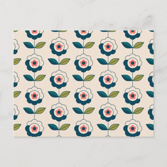 Modèle floral turquoise rétro (Devant)