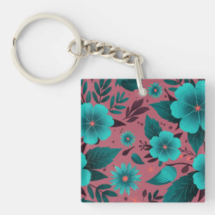 Modèle floral turquoise sur Arrière - plan marron