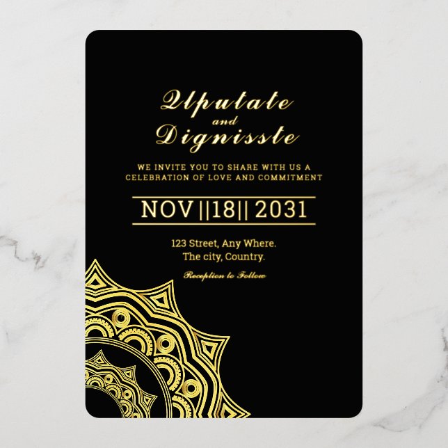 Modèle Gold Foil de la carte d'invitation de luxe (Recto)