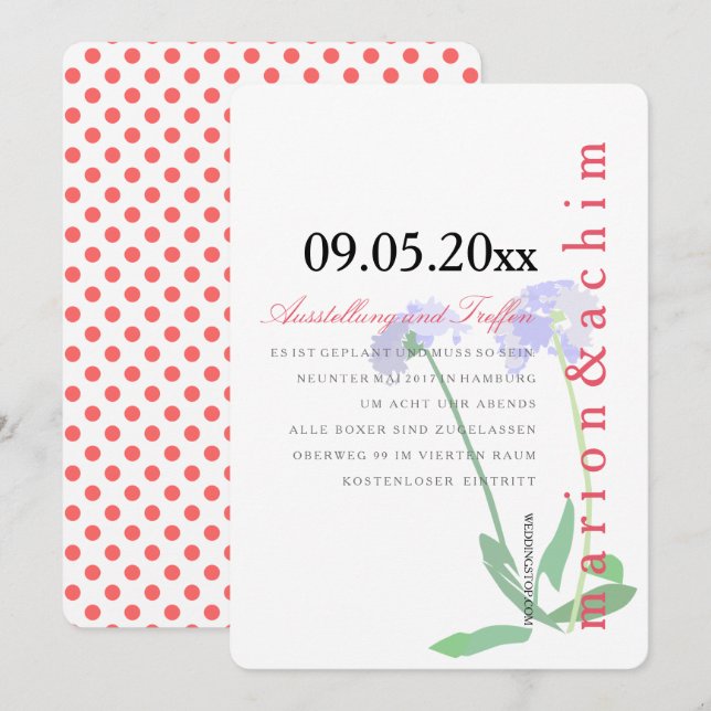 Modèle graphique invitation pois discrète (Devant / Derrière)