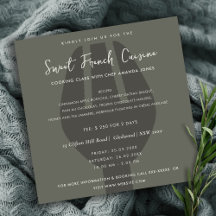 MODÈLE INVITATION DE CLASSE DE CUISINE DE LA PLAQU