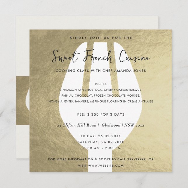 MODÈLE INVITATION de la classe de CUISINE de la  d (Devant / Derrière)