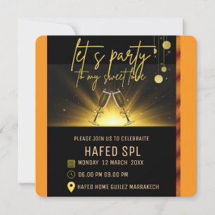 Modèle invitation électronique Neon Gold Light Dig