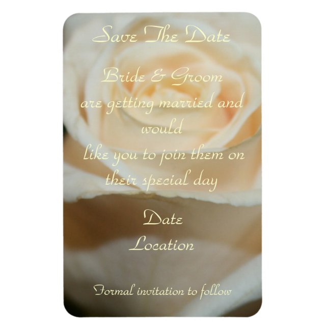MODÈLE MAGNET ROSE BLANC SAVE-THE-DATE (Vertical)