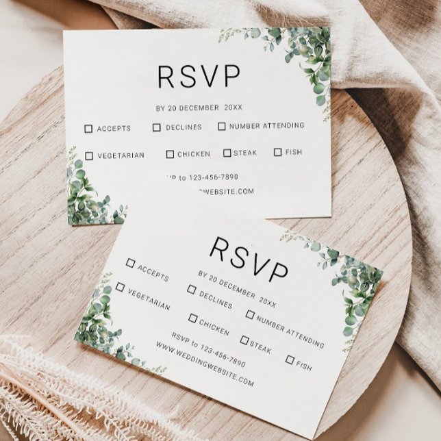 Modèle Mariage de carte RSVP vert (Greenery RSVP Card Wedding Template)