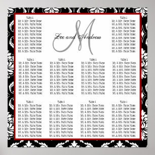 Modèle Mariage Tableau de siège Damask Hot Red