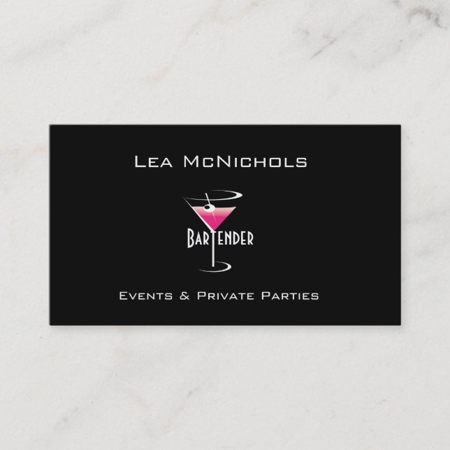 Modèle Martini de cartes de visite de barman (Devant)