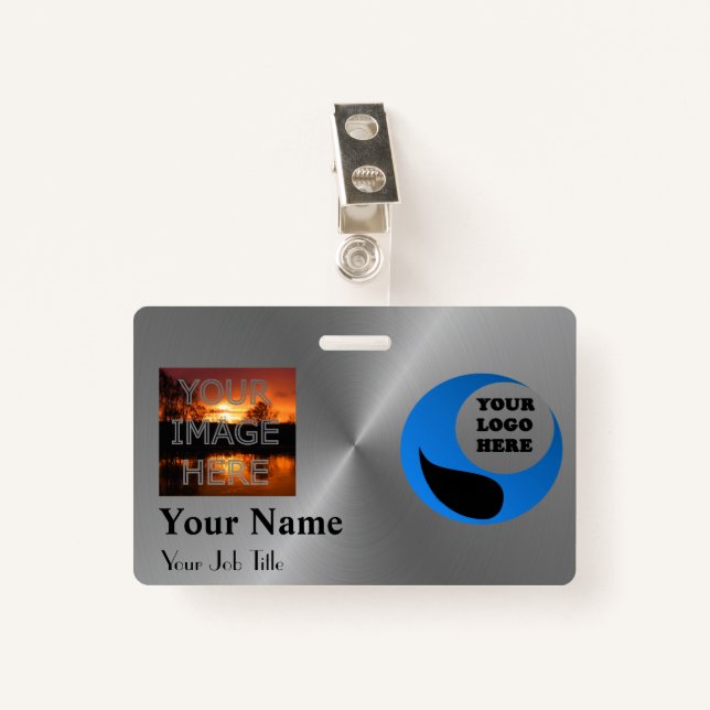 Modèle métallique de badge nominatif de photo (Devant avec clip)