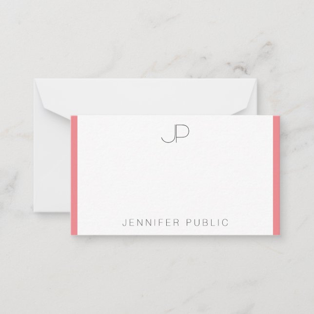 Modèle minimaliste rose rouge monogramme (Devant)