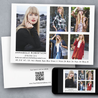 Modèle moderne Acteur 5 Photo QR Code Carte back C