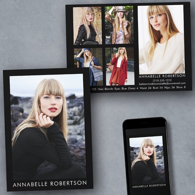 Modèle moderne et Actor 6 Photos Carte Comp (Customize to change background color, text size or text style. Available for prints and download.)