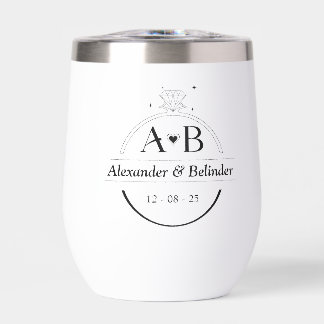 Modèle monogramme minimaliste à anneaux de diamant