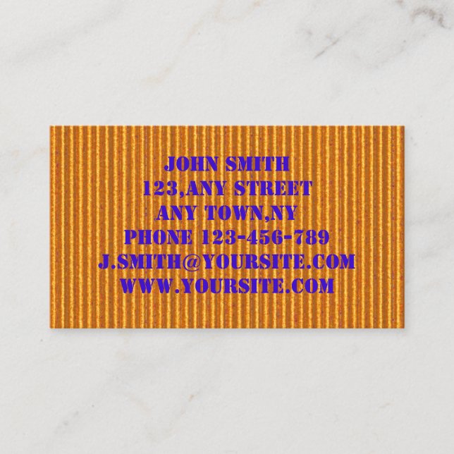 Modèle orange de carte de visite de carton (Devant)