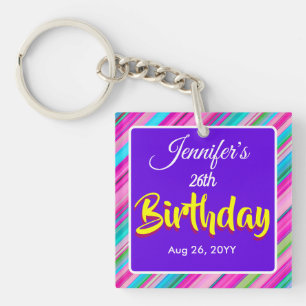 Modèle personnalisé d'anniversaire à motif rayé ar