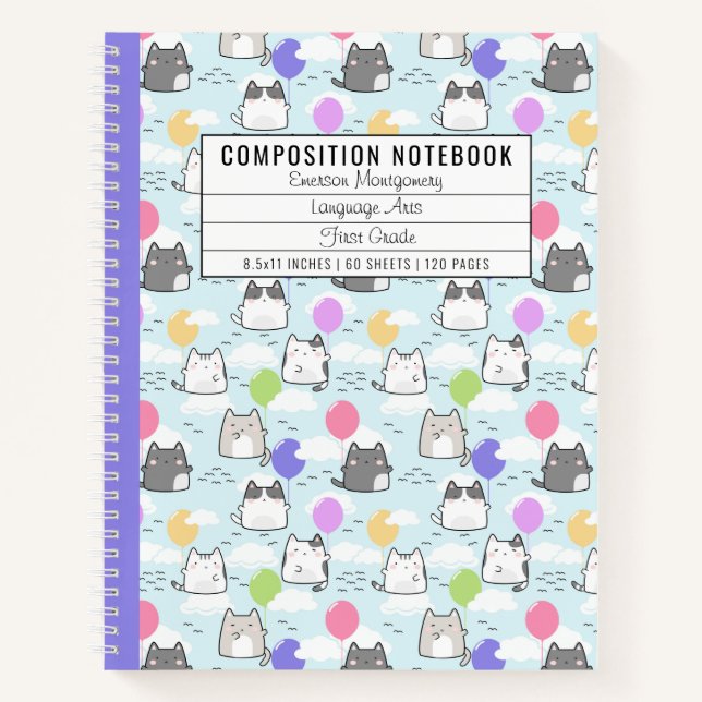 Modèle personnalisé de chats mignons pour cahier d (Devant)