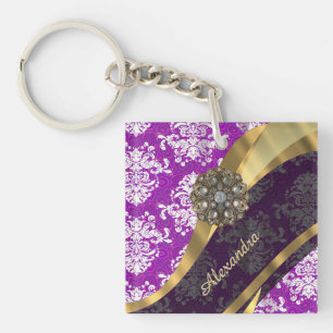 Modèle personnalisé joli girly violet damassé