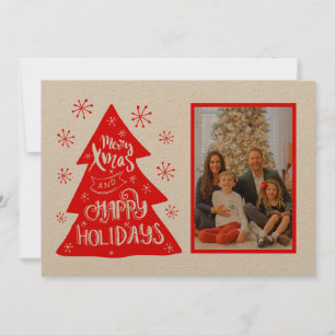 Modèle photo d'arbre Retro Merry Xmas