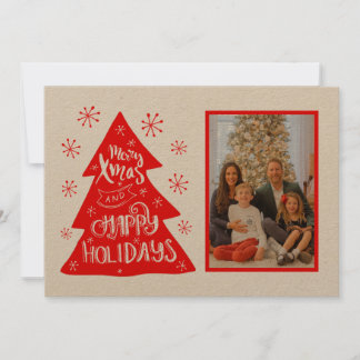 Modèle photo d'arbre Retro Merry Xmas