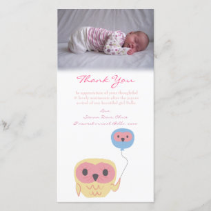Modèle photo de bébé de note de Merci de hibou